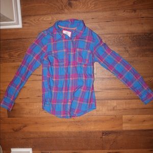 Blue plaid button-down